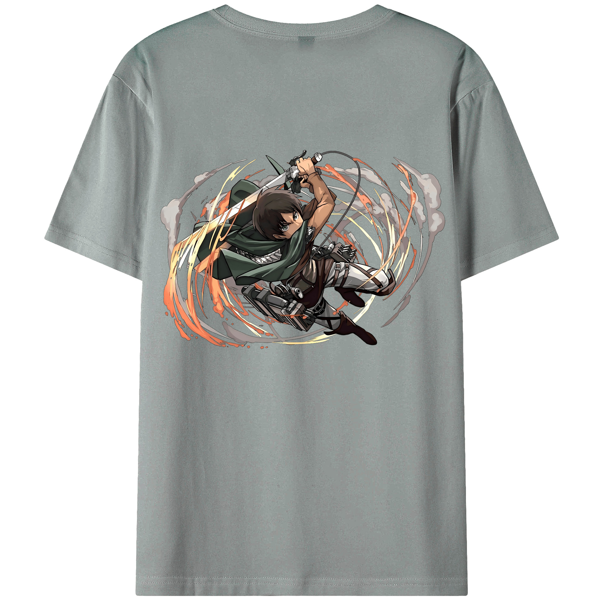 （画像用） 進撃の巨人 エレン･イェーガー Attack on Titan Eren Jäger 綿100％ メンズ半袖Tシャツ（バックプリント） 通気性